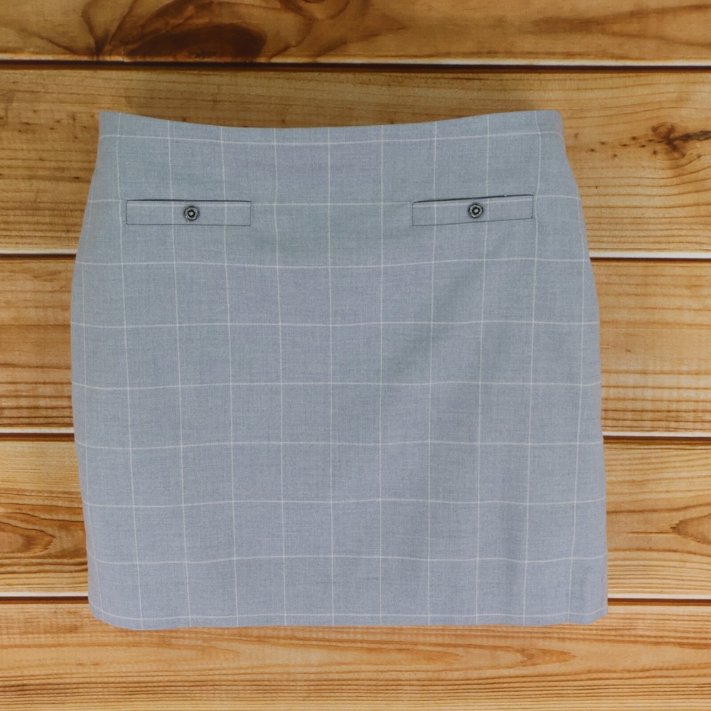 Banana Republic Short Skirt Womens Sz 10 Gray Checks Polyester Lined Zip Closure
